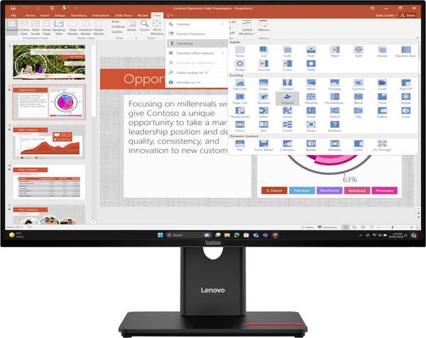 Moniteur LED Lenovo ThinkVision T27-40  CEE D (A - G) 68.6 cm 27 pouces   16:9 6 ms DisplayPort, HDMI™ IPS LED