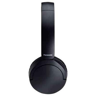 Une paire d'écouteurs supra-auriculaires noirs Panasonic au design élégant, vue de face, montrant le logo de la marque sur le bandeau.