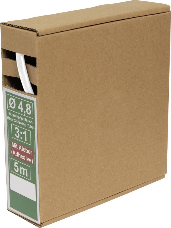 Quadrios 25CA487 Gaine thermorétractable avec colle blanc 4.8 mm 1.6 mm Taux de retreint:3:1 5 m