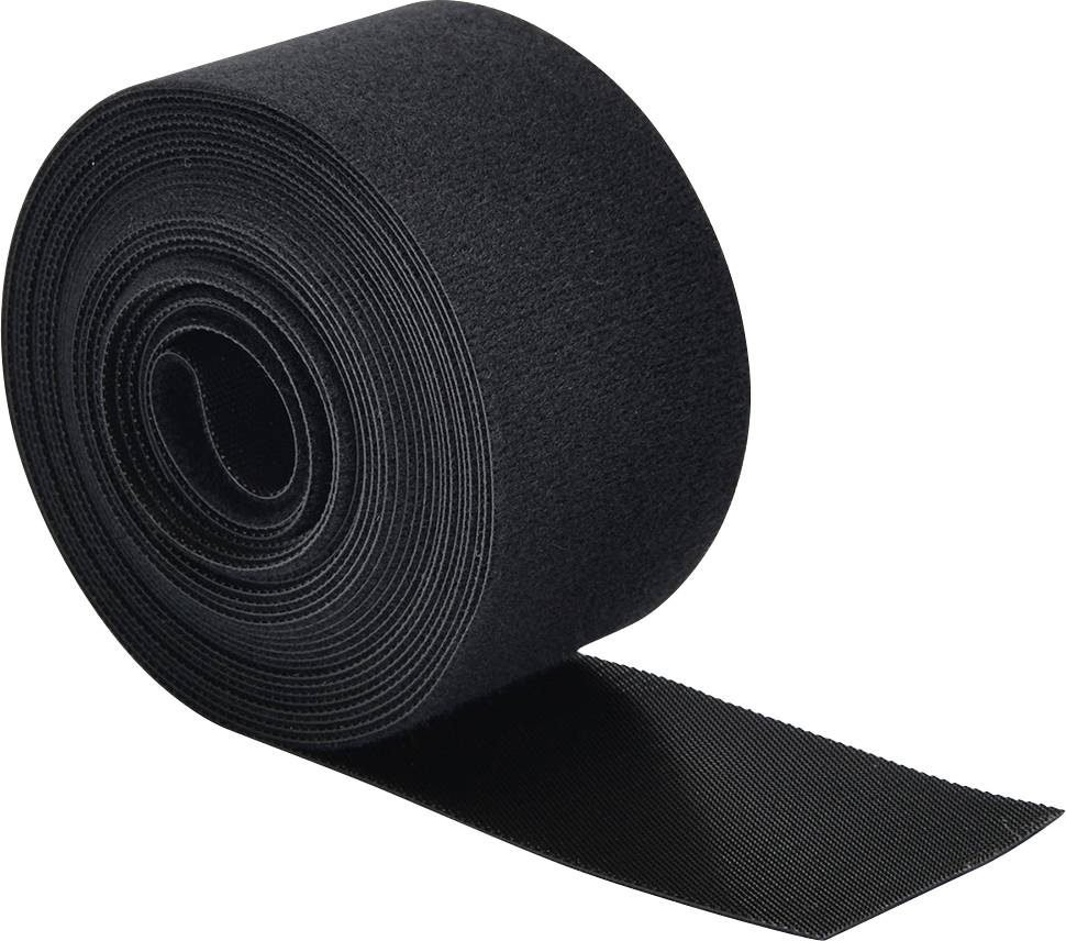 Un rouleau de ruban de bandage élastique noir, légèrement déroulé, utilisé à des fins de soutien ou thérapeutiques dans les domaines sportifs et médicaux.