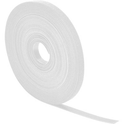 Un rouleau de ruban auto-agrippant blanc à la texture lisse. Le ruban est légèrement déroulé, révélant sa surface d'accrochage.