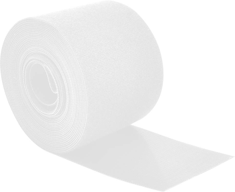 Un rouleau de ruban adhésif de bandage blanc, partiellement déroulé, est posé contre un fond uni.