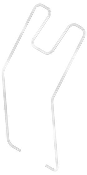 Un support transparent en plastique conçu pour maintenir les sacs ouverts. Il présente une structure en U à deux branches permettant un accès et un support faciles.