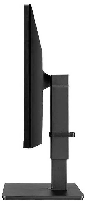 Un moniteur d'ordinateur noir et élégant, vu de côté, montrant son profil fin.