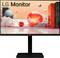 Un écran affichant une œuvre d'art numérique avec des sphères flottantes et des formes abstraites sur un fond orange.