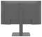 L'image montre la vue arrière d'un écran d'ordinateur LG sur un support, présentant un design minimaliste avec un support central pour le maintenir.