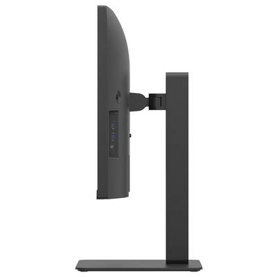 Moniteur LG QHD au design minimaliste, présentant des formes abstraites rouges et blanches à l'écran.