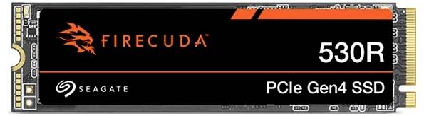 FireCuda 530R SSD PCIe Gen4, marquage distinctif avec un logo de dragon, offrant un stockage haute vitesse pour les appareils informatiques.