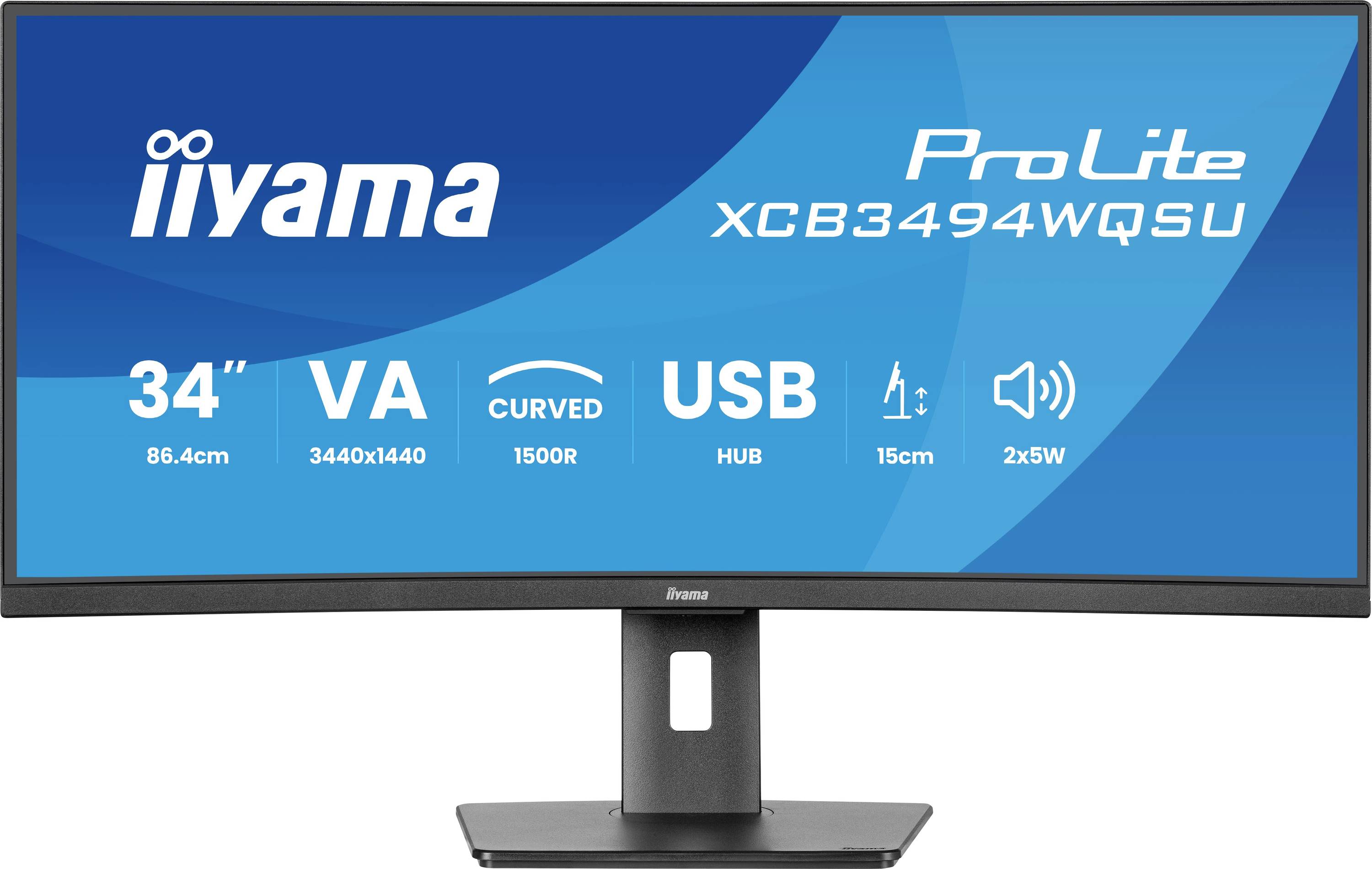 Moniteur LED Iiyama ProLite XCB3494WQSU-B1 CEE F (A - G) 86.4 cm 34 pouces 3440 x 1440 pixels 21:9 0.4 ms DisplayPort VA-0