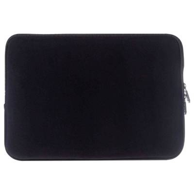 Une pochette pour ordinateur portable noir avec fermeture à glissière, conçue pour maintenir et protéger un ordinateur portable de manière sécurisée, présentant un design simple et élégant.