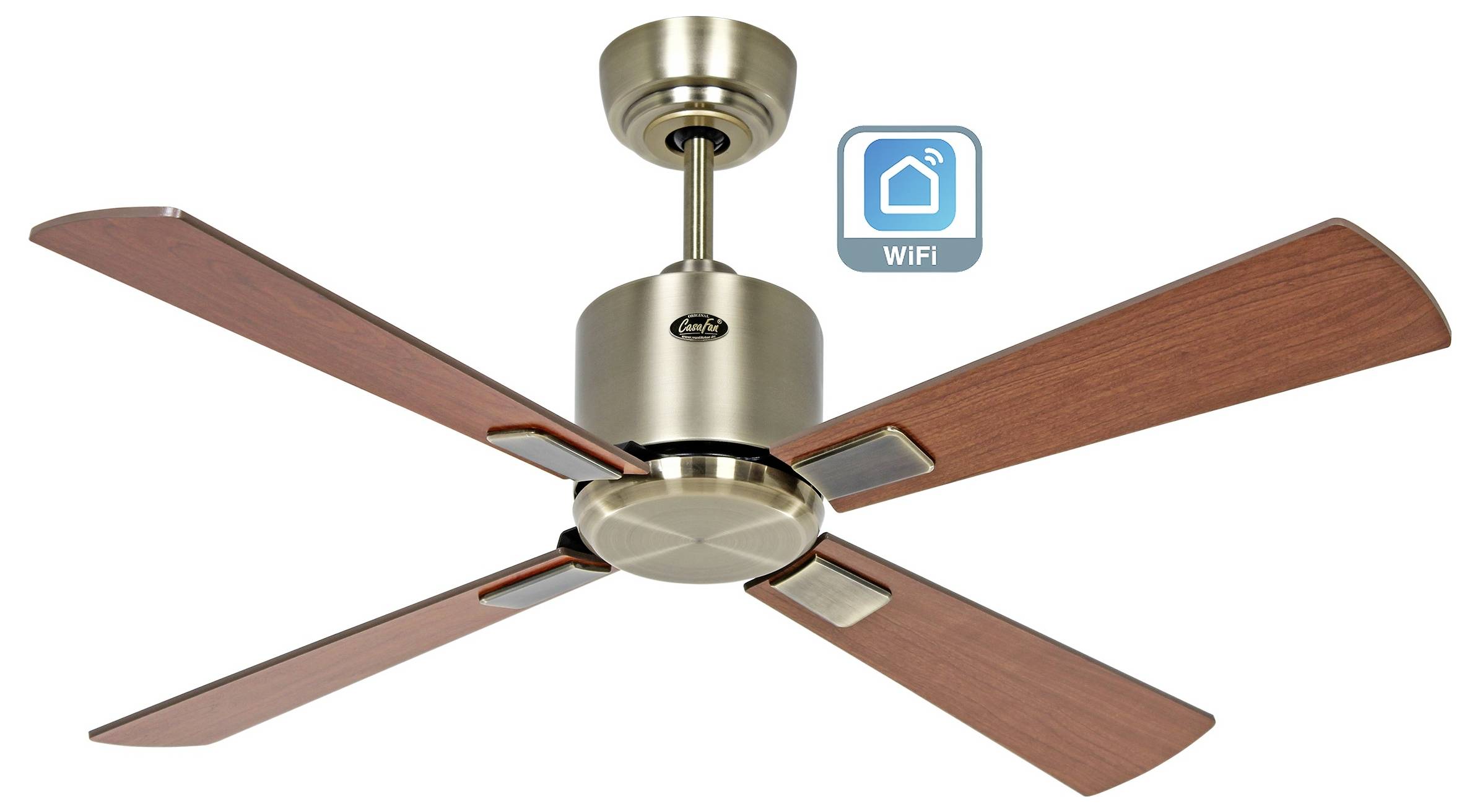 CasaFan ECO NEO III 103 MA-NB/KI WiFi Ventilateur de plafond 16 W (Ø x H) 103 cm x 360 mm laiton antique avec télécomman-1