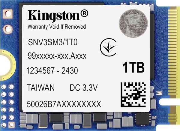 Kingston  1 TB SSD interne NVMe PCIe M.2 22330 4 x PCI 4.0 NVMe U.2  SNV3SM3/1T0