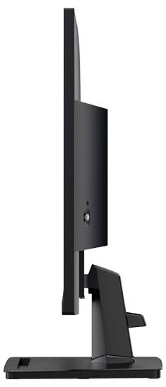 Vue latérale d'un écran d'ordinateur à écran plat avec un design fin et un support réglable, mettant en valeur son profil élégant et moderne.