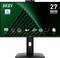 Un écran noir MSI de 27 pouces avec une résolution WQHD de 2560x1440, arborant un logo de certification TÜV Rheinland pour le confort oculaire.