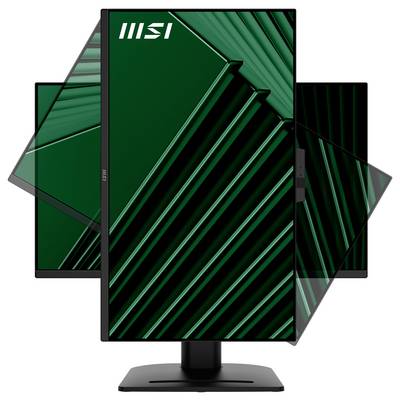 Un écran affichant des motifs verts abstraits en diagonale avec des options d'ajustement rotationnel, représentant des caractéristiques ergonomiques.