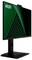 Un écran d'ordinateur avec un socle noir élégant, affichant un motif géométrique vert. Le logo MSI est situé dans le coin supérieur gauche de l'écran.