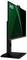 Un écran d'ordinateur noir élégant au design minimaliste est dressé sur une base rectangulaire, affichant un motif géométrique vert.