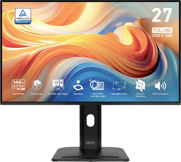 Moniteur LED MSI PRO MP275PGDE  CEE E (A - G) 68.6 cm 27 pouces  1920 x 1080 pixels 16:9 4 ms HDMI™, DisplayPort, VGA, prise casque, Audio-Line-in IPS LED