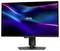 Un moniteur d'ordinateur noir avec un motif d'onde abstrait vibrant bleu et violet à l'écran. Le nom de marque « MAG » est affiché au centre.