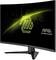 Moniteur de jeu incurvé sur support, écran sombre avec graphiques verts et texte « MAG MSI Arsenal Gaming » ; adapté aux configurations de jeu.