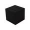 Un cube noir à la surface supérieure texturée, apparaissant comme un objet décoratif minimaliste ou un design de produit.