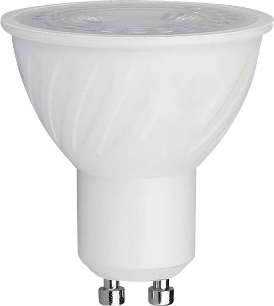Ampoule LED blanche à base GU10, conçue pour l'efficacité énergétique et l'éclairage directionnel.