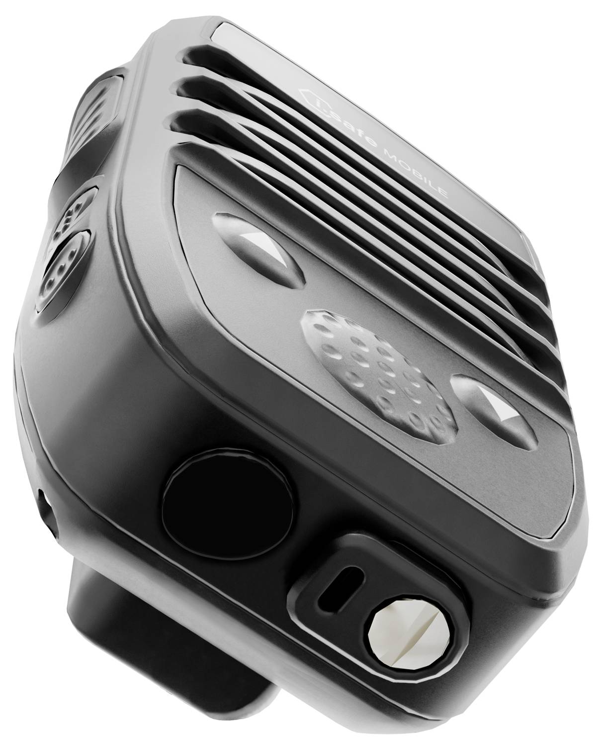Un dispositif radio portable noir avec plusieurs boutons, une grille de haut-parleur et un bouton rotatif ; conçu pour la communication bidirectionnelle.