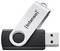 Une clé USB avec un couvercle pivotant argenté portant l'étiquette 'Intenso', fixée à une base noire avec un connecteur USB visible.