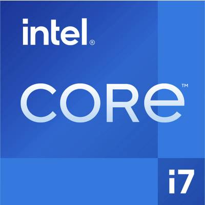Logo Intel Core i7 sur un fond bleu.