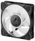 Un ventilateur de refroidissement d'ordinateur en noir et blanc avec le logo 'Arctic', présentant un design épuré et moderne avec des pales incurvées.