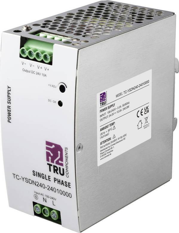 TRU COMPONENTS TC-13807992 Alimentation rail DIN  24 V/DC 10 A 240 W Nbr. de sorties:1 x  Contenu 1 pc(s)