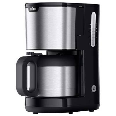 Braun KF 1505 BK Cafetière acier inoxydable, noir Nombre de tasse=9 avec fonction café filtre-0