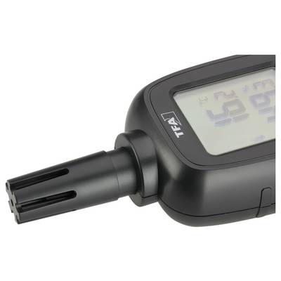 Un appareil numérique portable affichant les niveaux de température et d'humidité, équipé d'une sonde pour les mesures.