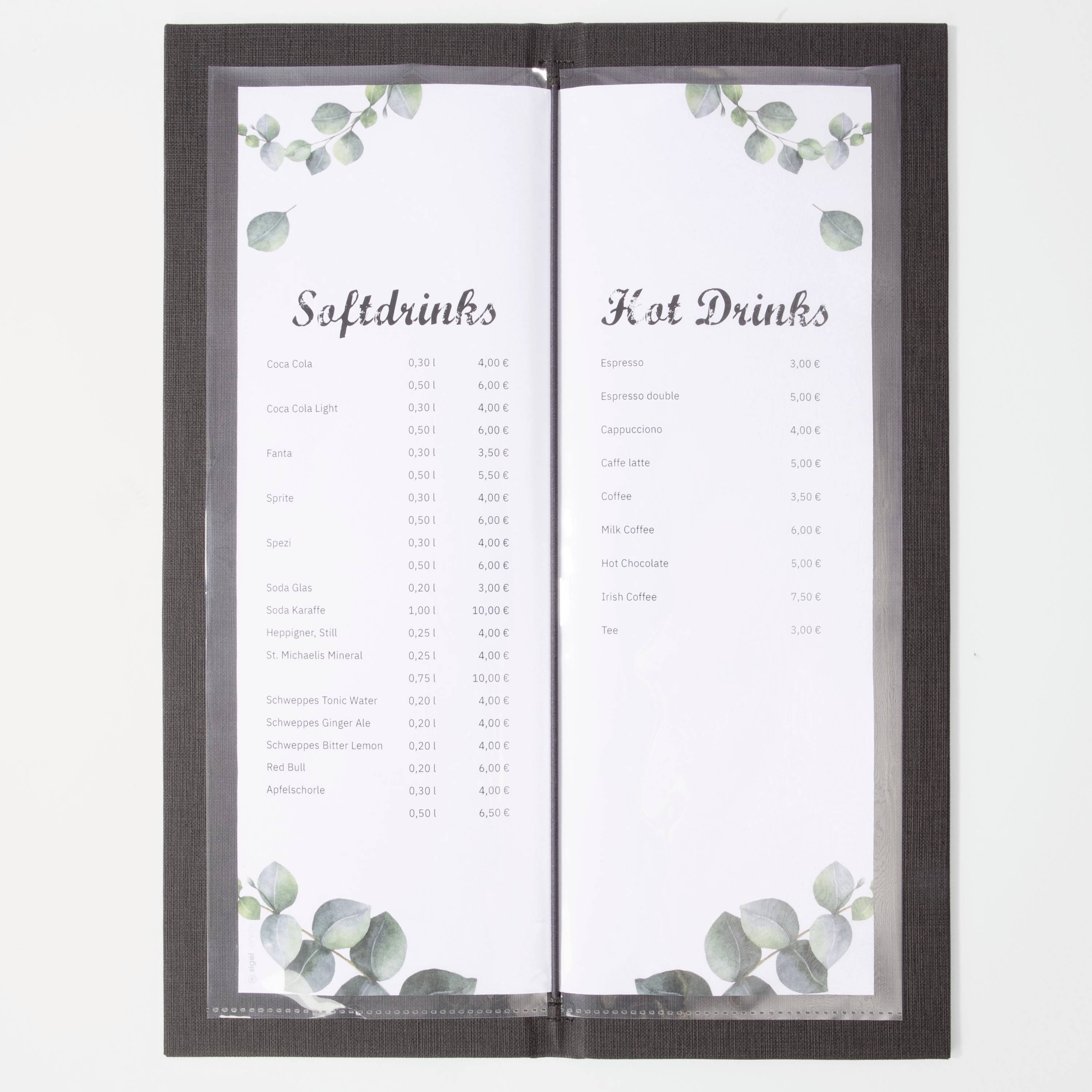 Sigel GM101 1/2 DIN A4 1 pc(s) avec 2 pochettes transparentes doubles pour 8 pages, reliure élastique anthracite-6