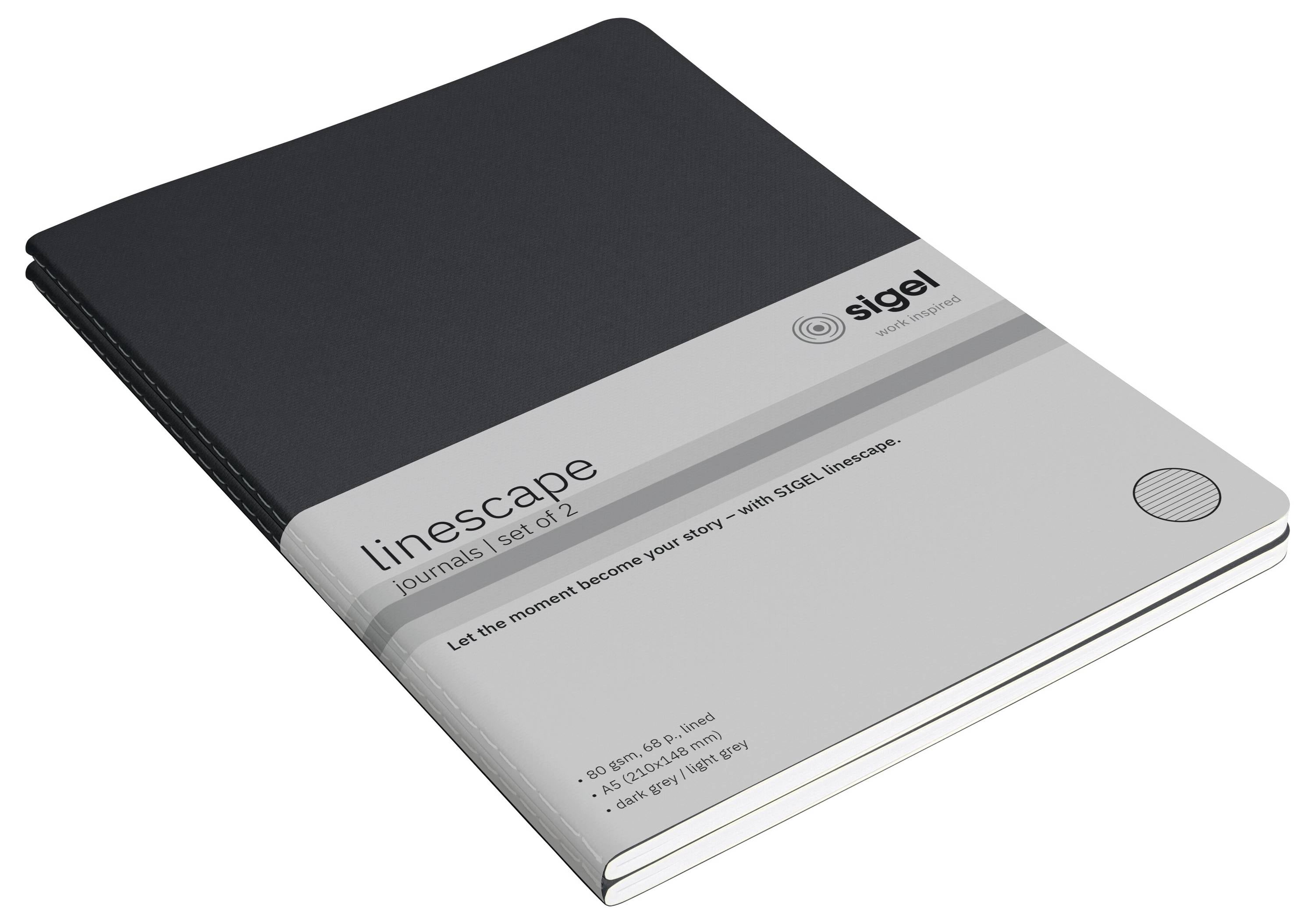 Sigel LS307 Carnet de notes Linescape Softcover 2 pc(s) DIN A5 ligné gris foncé, gris clair Nombre de pages: 34-1