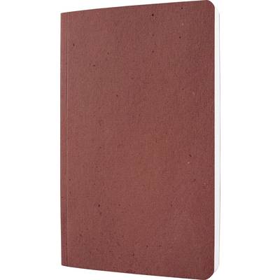 Un carnet à couverture rigide marron au design simple et épuré, fermé et posé verticalement.