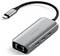 Un adaptateur Satechi doté d'un connecteur USB-C, d'un port ethernet et de plusieurs ports USB, conçu pour connecter divers appareils à un ordinateur.