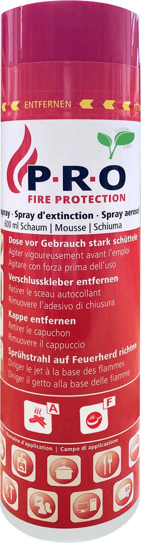 P.R.O. Mousse d'extinction en spray sans fluor 600 ml Classe de feu: A, F Contenu 1 pc(s)-0