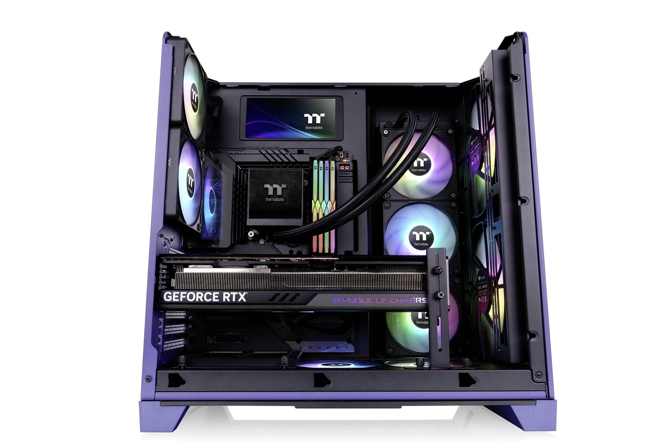 Thermaltake View 390 Air Future Dusk Boîtier PC bleu foncé filtre anti-poussière, éclairage intégré, 2 ventilateurs pré--27