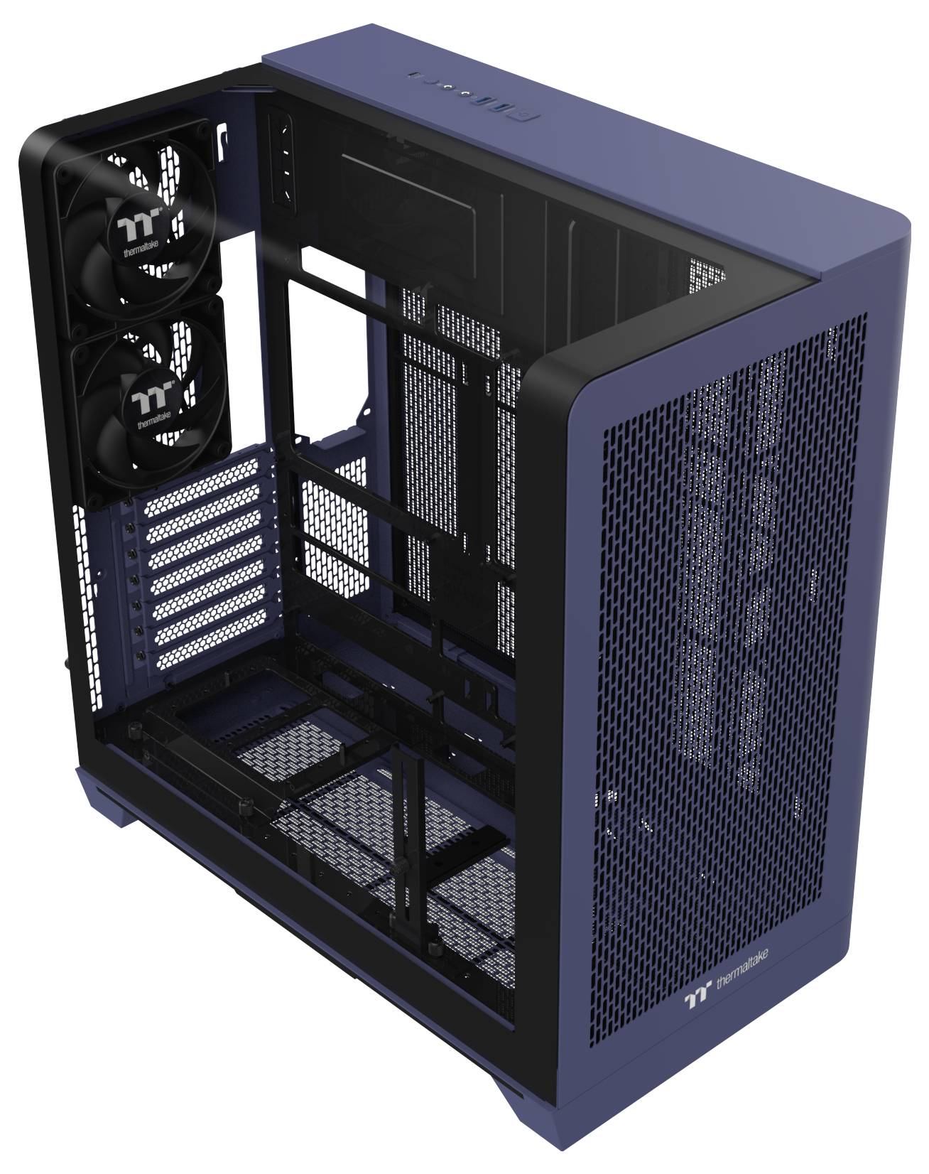 Thermaltake View 390 Air Future Dusk Boîtier PC bleu foncé filtre anti-poussière, éclairage intégré, 2 ventilateurs pré--1