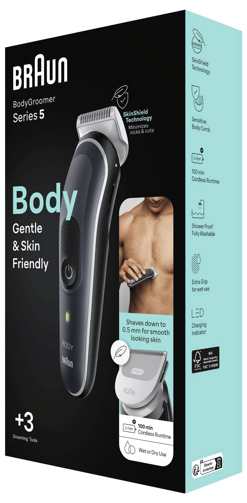 Braun BG5340 Tondeuse corps noir, argent-2