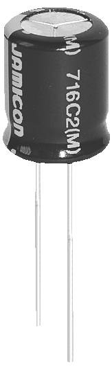 Un composant électronique cylindrique noir avec deux connexions métalliques, étiqueté « JAMICON 716C2(M) ». Utilisé dans les circuits électroniques.