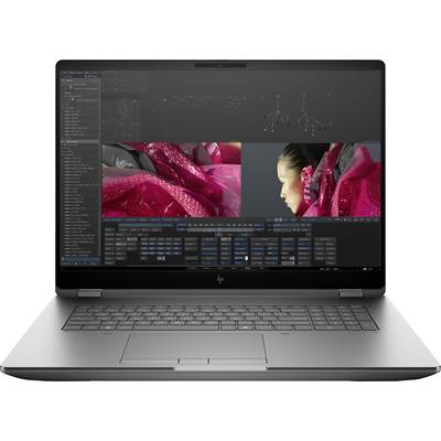 Un ordinateur portable affichant un logiciel de montage vidéo, montrant plusieurs panneaux avec une timeline, des ajustements de couleur, et un gros plan d'une femme dans un tissu rose.