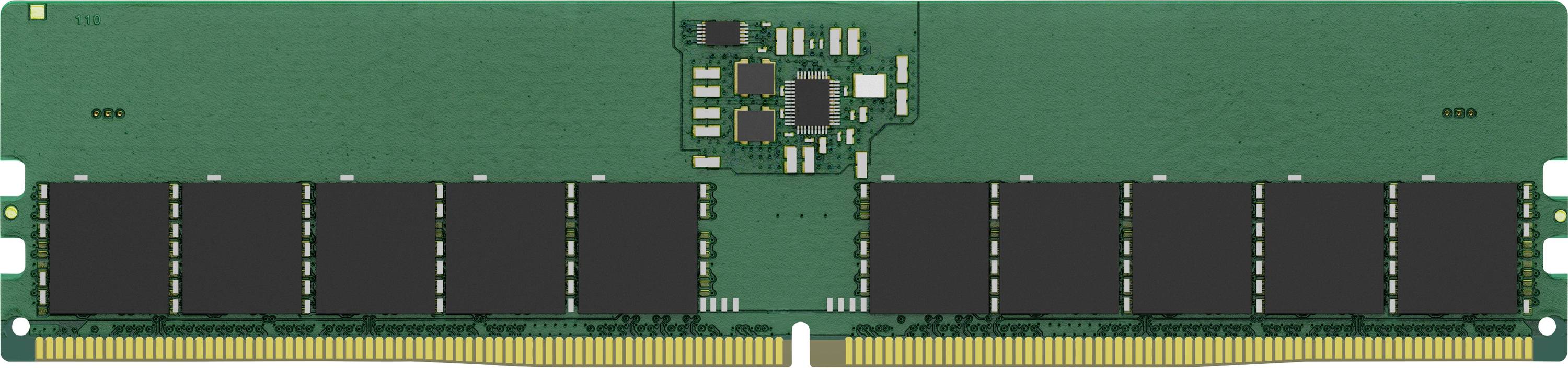 Un module de RAM vert avec des puces mémoire noires et des connecteurs dorés, essentiel au stockage et au traitement des données dans les appareils informatiques.