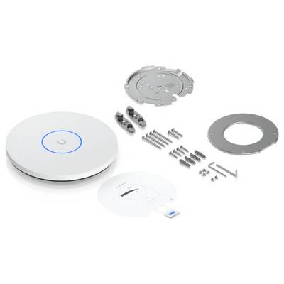 « Point d'accès Wi-Fi avec support de montage et vis sur un fond blanc. »