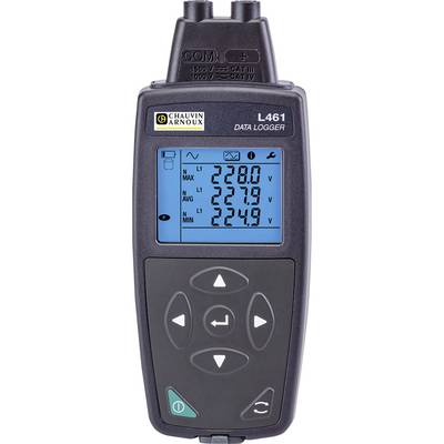 Appareil électronique portable étiqueté « Enregistreur de données CHAUVIN ARNOUX L461 » avec un affichage numérique montrant des relevés de tension : max 239,0 V, moy 237,9 V, min 224,3 V.