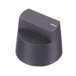 Un bouton de commande noir avec une ligne indicatrice blanche, utilisé pour ajuster les réglages sur des appareils électroniques.