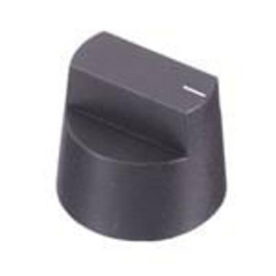Un bouton de commande noir avec une ligne indicatrice blanche, utilisé pour ajuster les réglages sur des appareils électroniques.