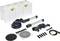 Systainer Festool PLANEX avec outil de ponçage, tiges d'extension, disques de ponçage, batteries, chargeur et accessoires disposés soigneusement.