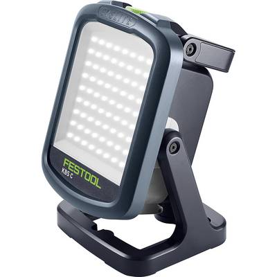 Lampe de travail portable Festool KBS C avec panneau LED, support réglable et châssis robuste pour un éclairage polyvalent de l'espace de travail.